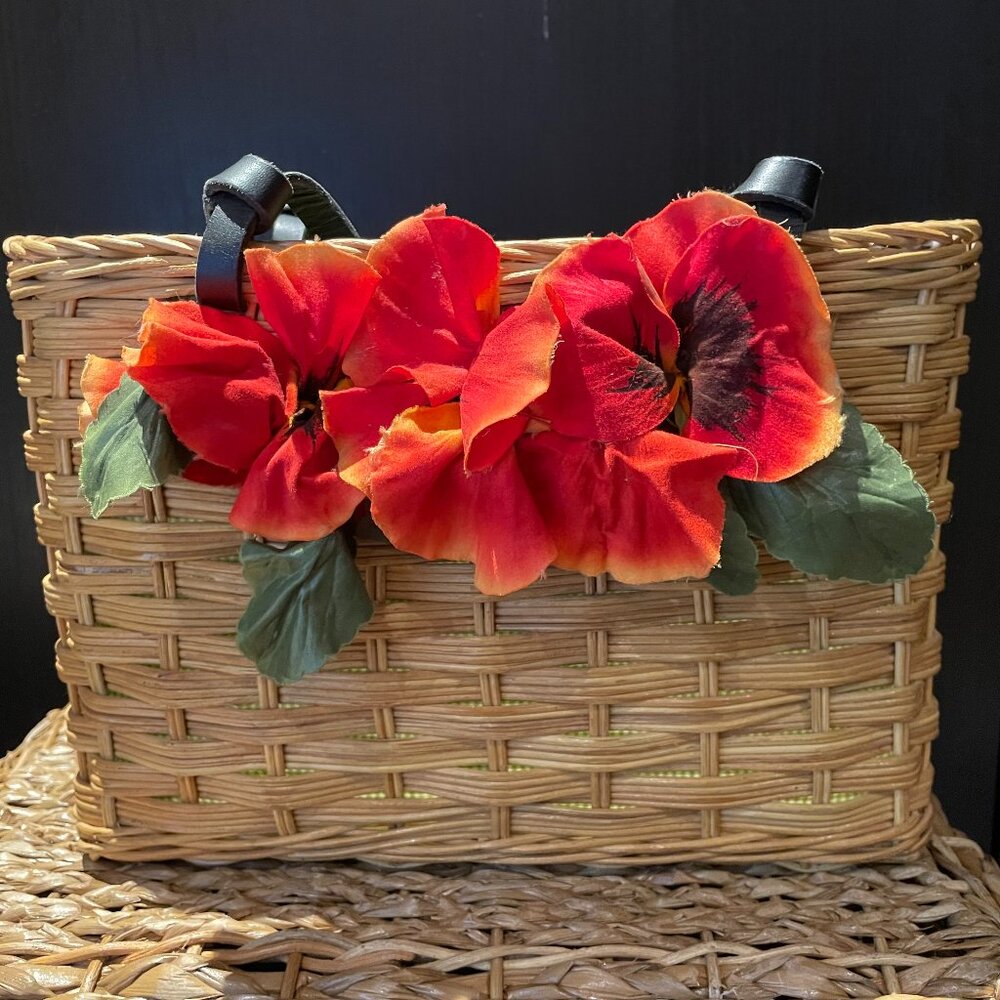 Kate Spade Wicker Basket Bag with Orange/Red flower details